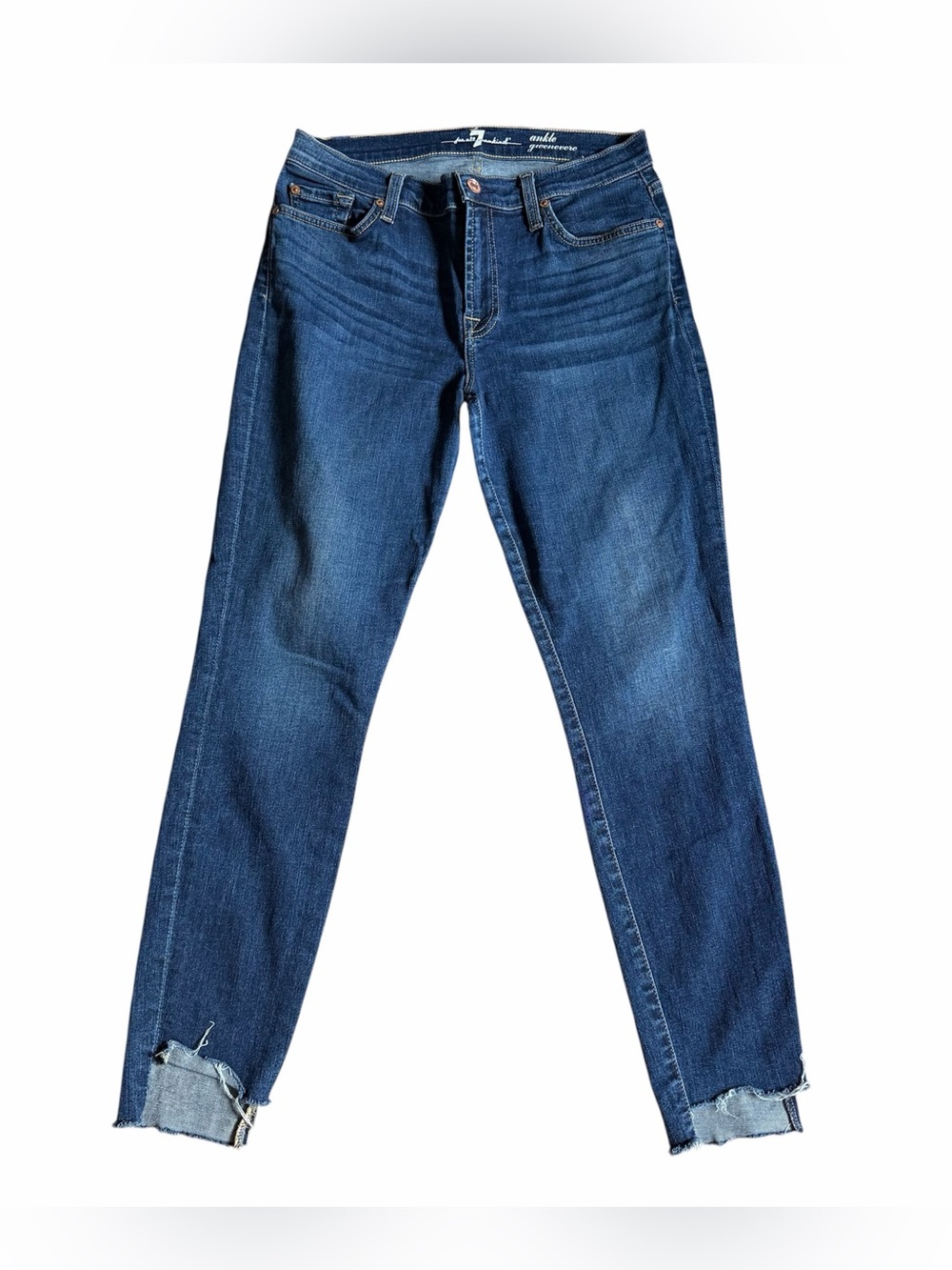 7 for All Mankind Blue Denim Ankle Gwenevere Jeans - Classic Slim Fit 29